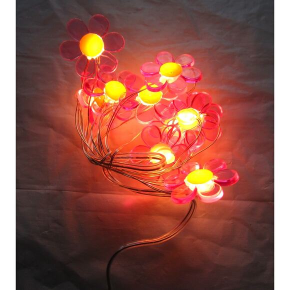 Greenbrier LED String Lights Pink Flowers 4 Ft Battery DIY Party Wreaths Crafts - Picture 4 of 4